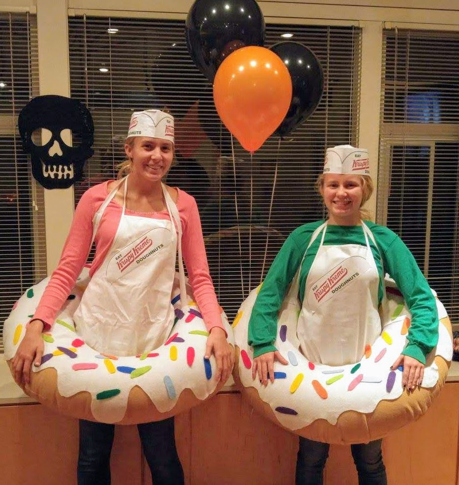 Donuts on Halloween! teen girls in donut costumes